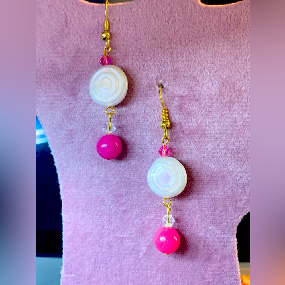Handmade real pearl with Swarovski Crystal earrings